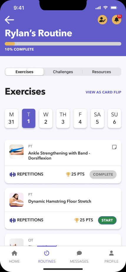 routine list page