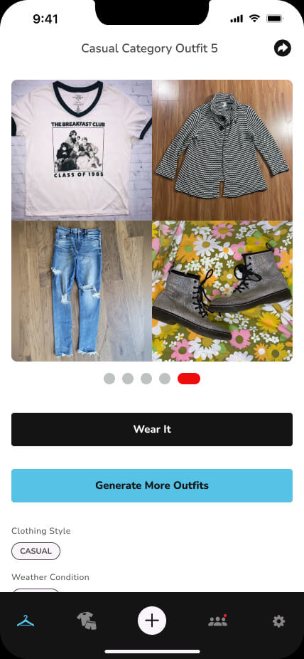 Outfit Builder High Fidelity Screen